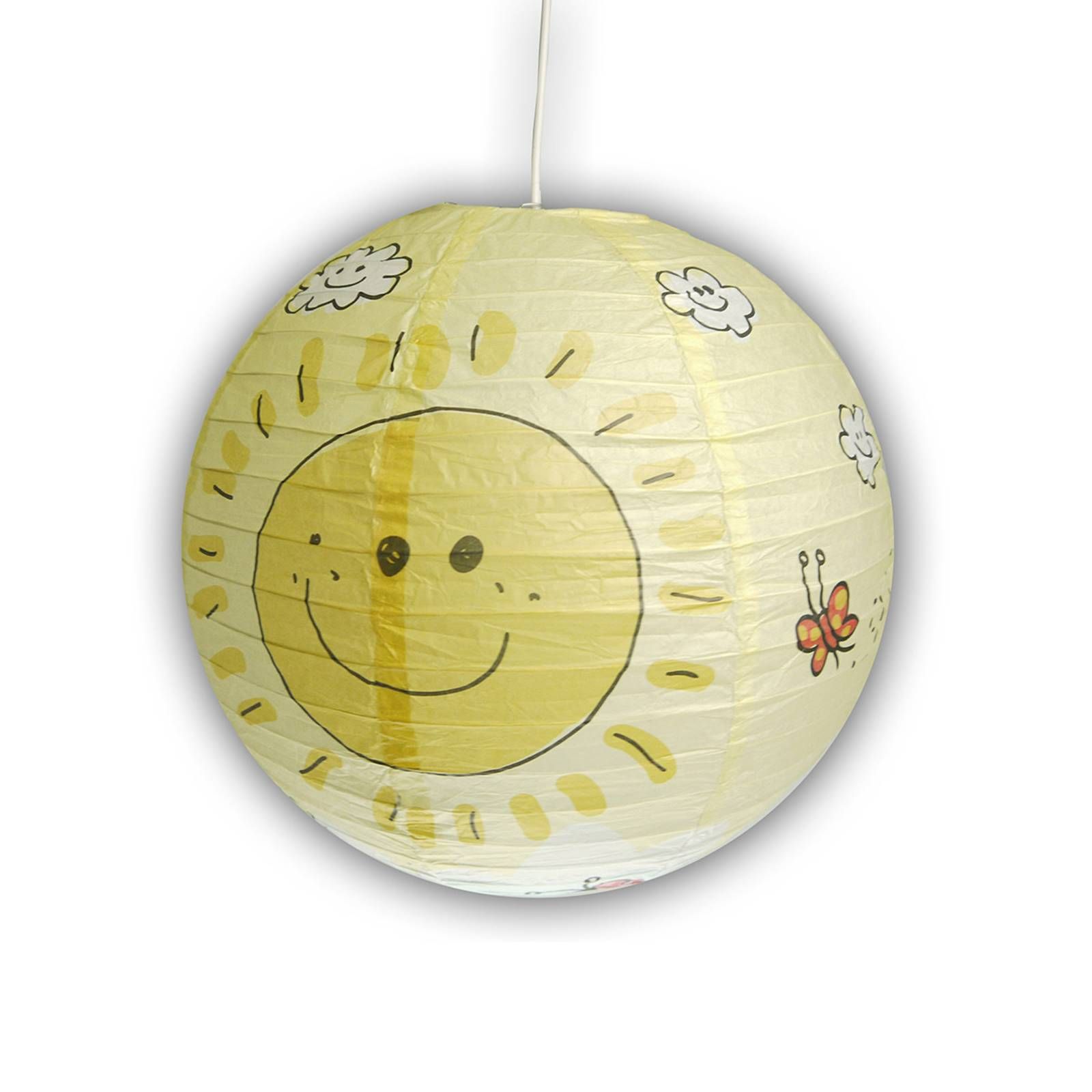 Niermann Standby Sunny - žiariaca závesná lampa pre deti, Detská izba, plast, papier, E27, 60W