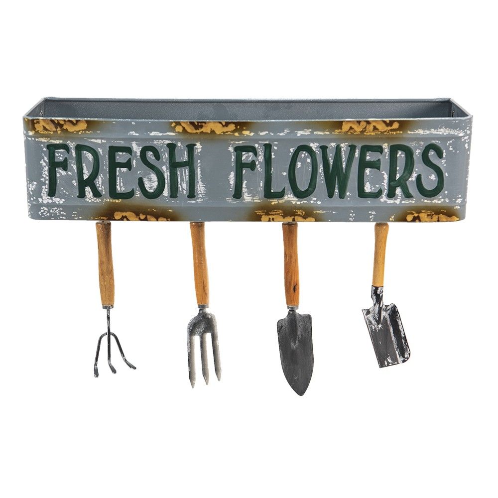 Dekoračná nástenná polička so záhradným náradím Fresh Flowers - 56*16*29 cm