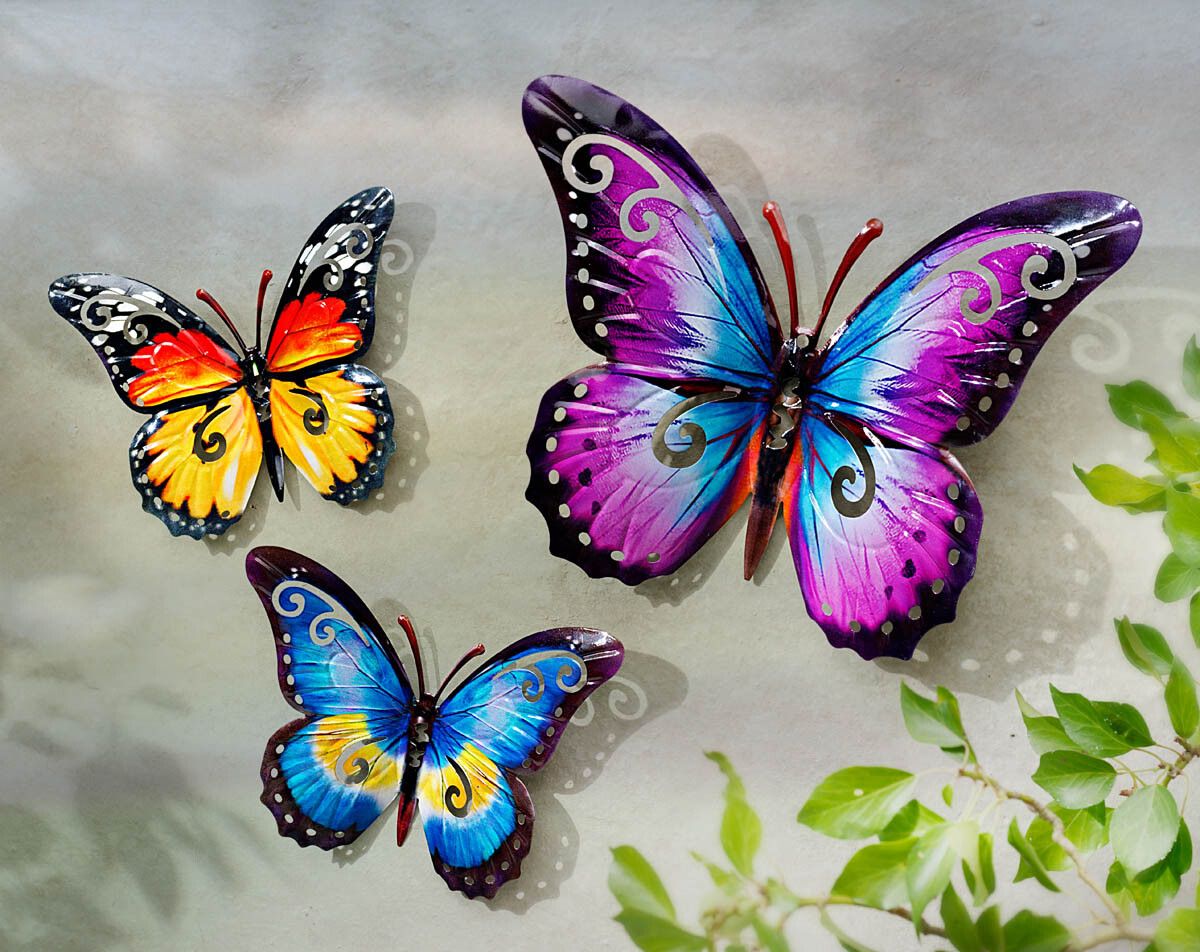 Nástenná dekorácia Motýle, sada 3 ks