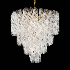 Novaresi Závesná lampa Molle z točených skiel, Obývacia izba / jedáleň, muránske sklo, kov, E27, 60W, K: 55cm
