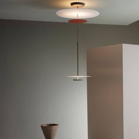 Vibia Flat závesné LED 3-pl. Ø 90 cm terakota, Obývacia izba / jedáleň, oceľ, hliník, polykarbonát, 25W, Energialuokka: D