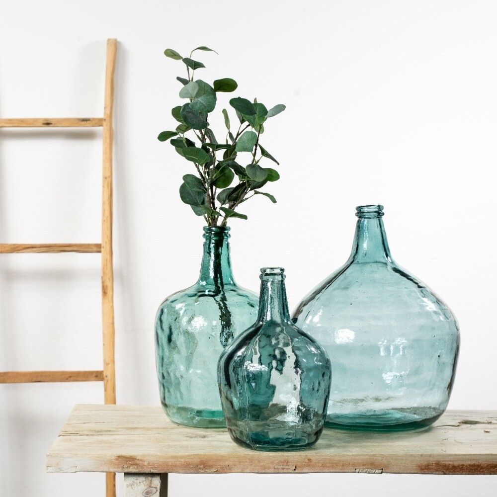 Modrá váza z recyklovaného skla 4L - Ø19*31cm