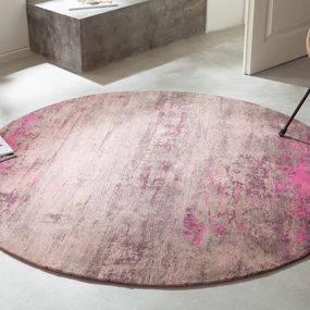 Estila Dizajnový kruhový koberec Adassil z bavlny ružovo-béžovej farby 150cm