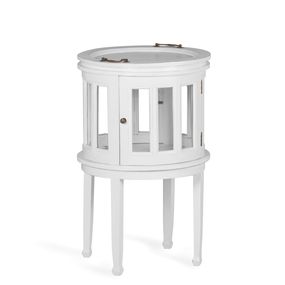 Estila Luxusný okrúhly barový stolík Blanc s odnímateľným podnosom z masívneho dreva mindi bielej farby 78cm