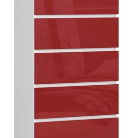 Komoda Kuba 60 cm - 5 zásuviek biela/červená