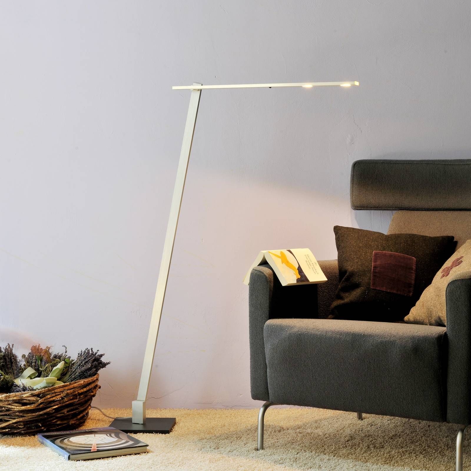 BYOK Nastrone stojaca LED, nastaviteľná, hliník, Obývacia izba / jedáleň, hliník, K: 170cm