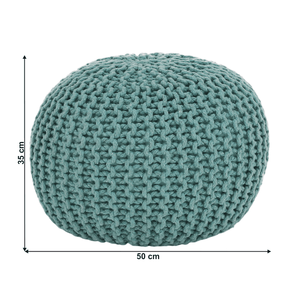 Pletený taburet, mentol-peppermint bavlna, GOBI TYP 2