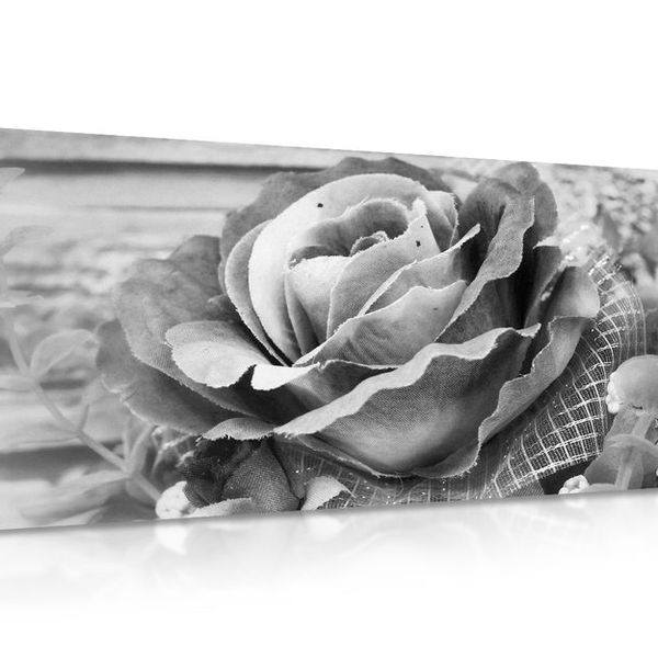 Obraz elegantná vintage ruža v čiernobielom prevedení - 100x50