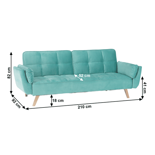 Pohovka rozkladacia, neo mint látka Velvet/dub, FILEMA