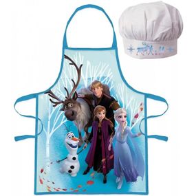 EUROSWAN · Dievčenská zástera s kuchárskou čiapkou Ľadové kráľovstvo - Frozen - motív Believe in The Journey