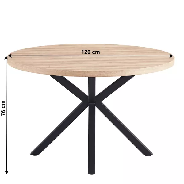  Jedálenský stôl, dub sonoma/čierna, priemer 120 cm, MEDOR