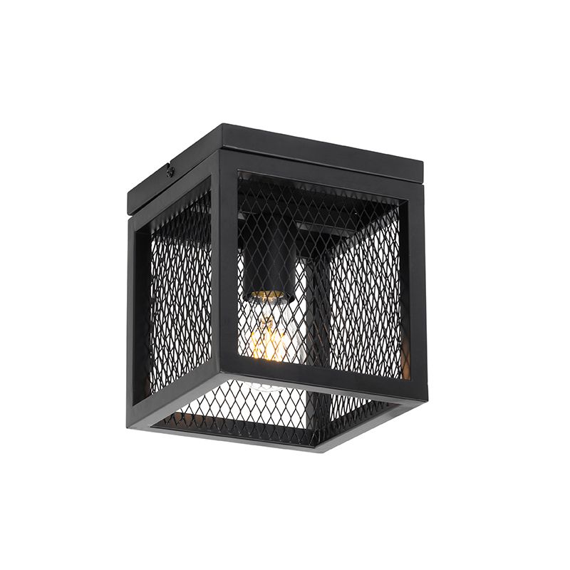 Priemyselná stropná lampa čierna - Cage Mesh