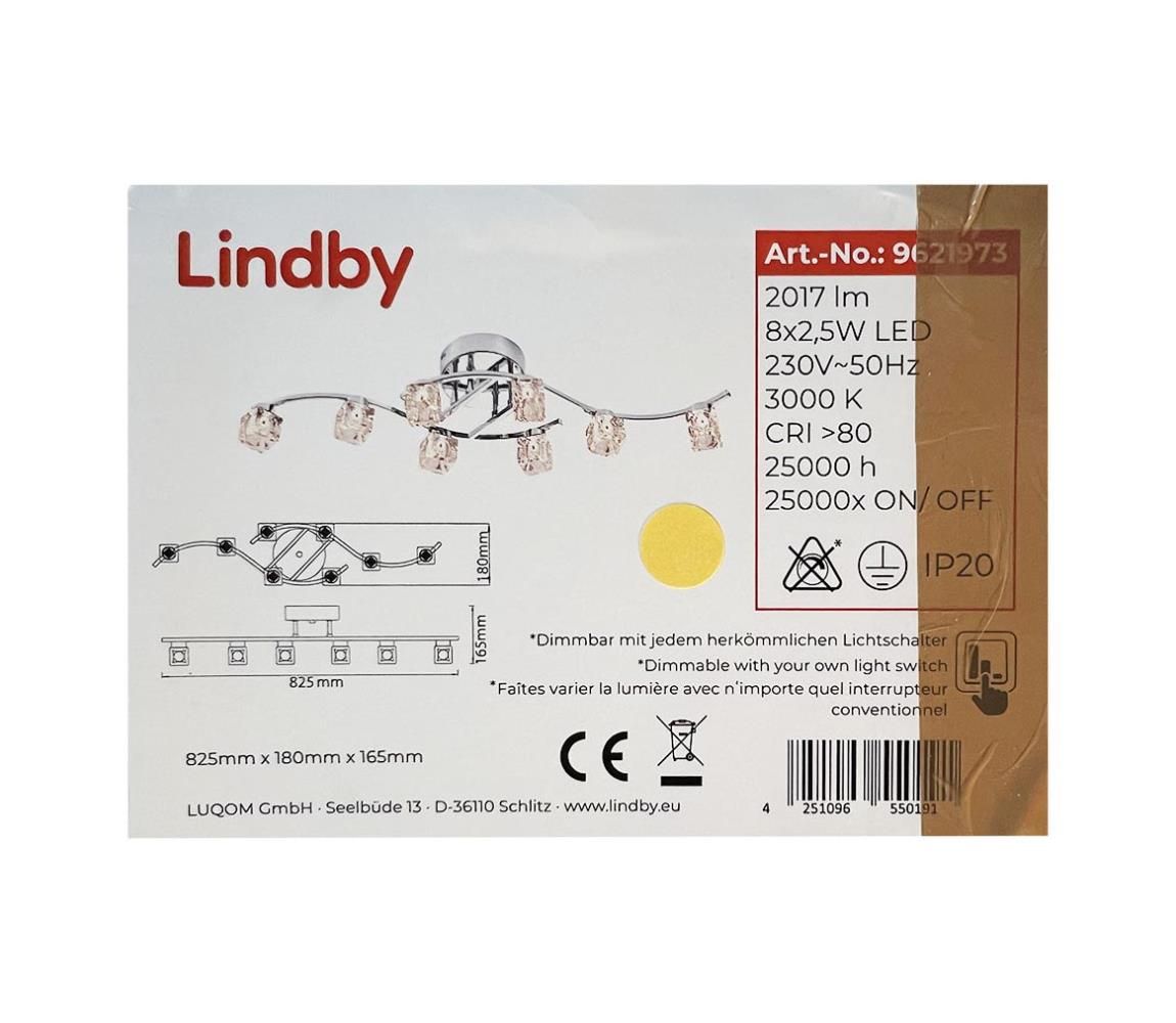 Lindby - LED Stmievateľný prisadený luster YARO 8xLED/2,5W/230V