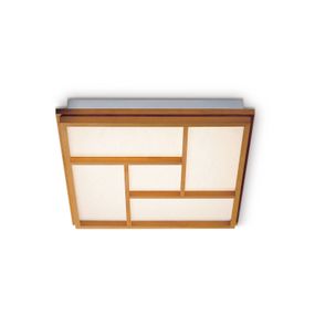Domus Kioto 5 – stropné LED svietidlo z bukového dreva, Obývacia izba / jedáleň, buk, lunopal, 34W, P: 52 cm, L: 52 cm, K: 8cm