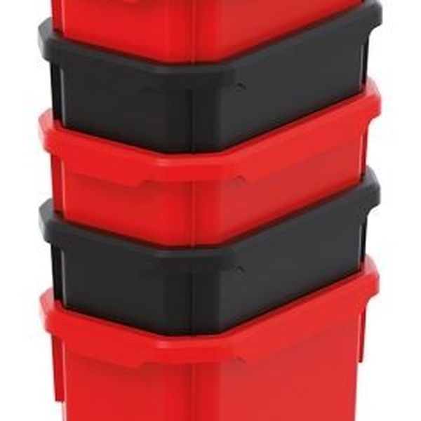 Sada 6 plastových boxov na náradie TITANO 110x75x263 čierna/červená