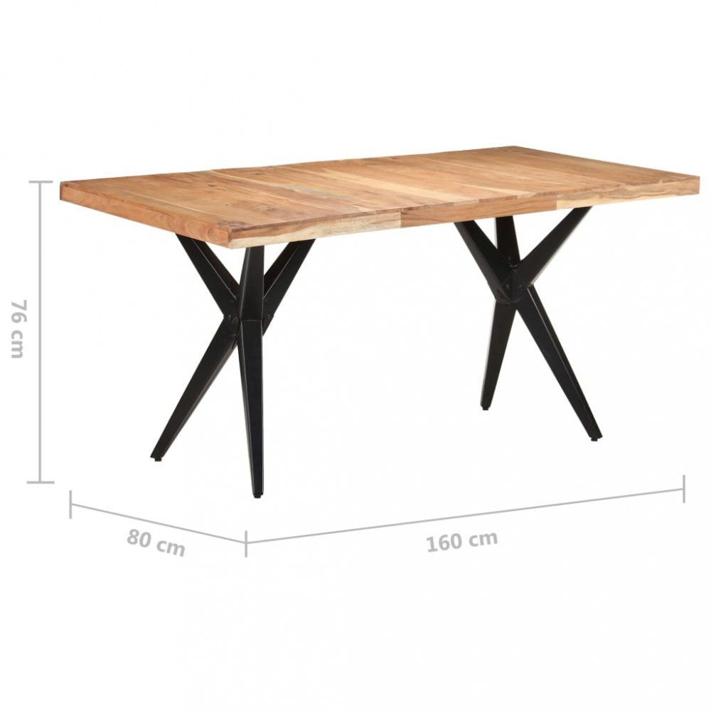 Jedálenský stôl masívne drevo / oceľ Dekorhome 160x80x76 cm