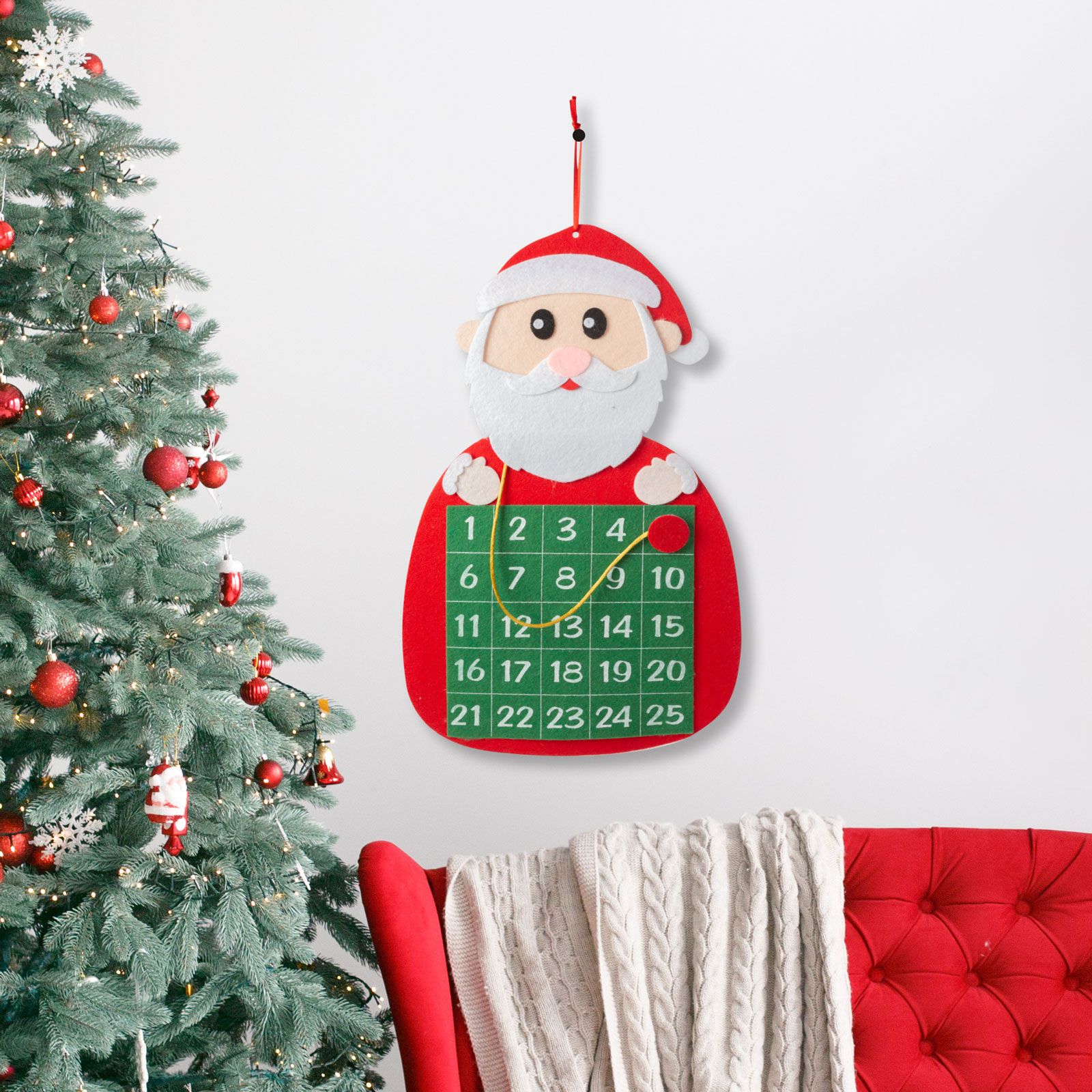Vianočná adventný kalendár - Mikuláš - značenie na suchý zips