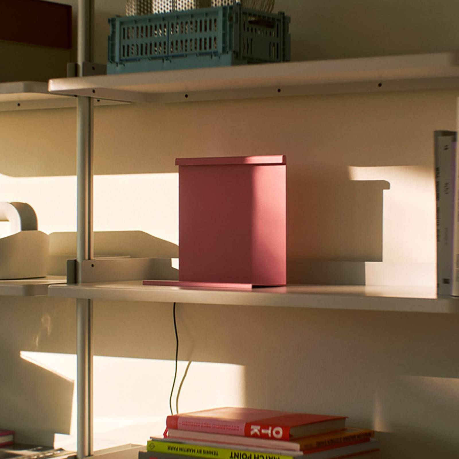 HAY LBM stolová LED lampa, stmievač, ružová luis, Obývacia izba / jedáleň, oceľ potiahnutá práškom, polykarbonát, 8W, P: 22.5 cm, L: 10.5 cm, K: 22cm