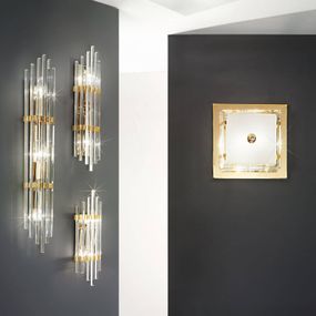 austrolux by Kolarz Nástenné svietidlo Ontario, výška 31 cm, zlato, Obývacia izba / jedáleň, kov, krištáľ, E14, 40W, L: 9.5 cm, K: 31cm