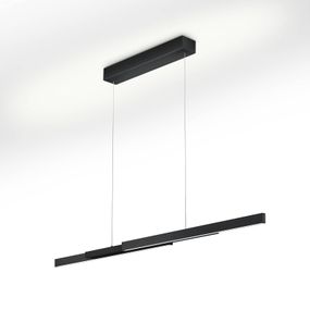 Knapstein Závesné LED Lara-L205 čierne ovládanie gestom, Obývacia izba / jedáleň, hliník, akryl, 63W, P: 205 cm, L: 1.6 cm, K: 3.4cm