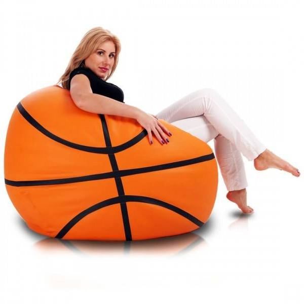 Sedací vak Basketbalová lopta ekokoža TiaHome - krémová