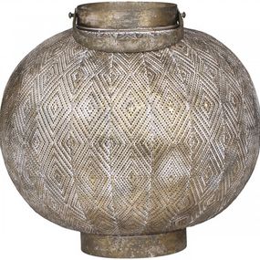 Champagne antik kovový okrúhly lampáš Stion - Ø24 *25 cm