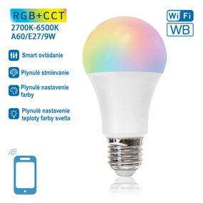 Smart LED žiarovka 9W RGB+CCT