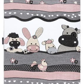 Dywany Łuszczów Detský kusový koberec Petit Farm animals pink - 120x170 cm