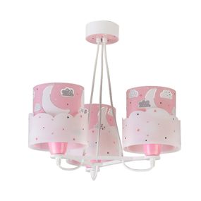 Dalber Detská závesná lampa Moon, 3-plameňová, ružová, Detská izba, plast, E27, 60W, K: 15cm