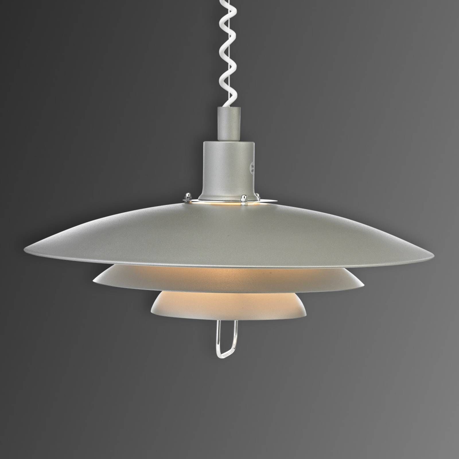 Markslöjd Sivá závesná lampa Kirkenes s oceľovým lankom, Obývacia izba / jedáleň, kov, E27, 60W, K: 26cm