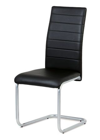 Autronic Jedálenská stolička, koženka čierna, sivý lak DCL-102 BK