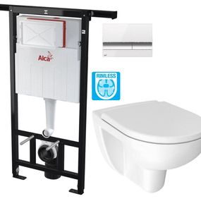 ALCADRAIN Alcadrain Jádromodul - predstenový inštalačný systém s bielym / chróm tlačidlom M1720-1 + WC JIKA LYRA PLUS RIMLESS + SEDADLO duraplastu AM102/1120 M1720-1 LY1