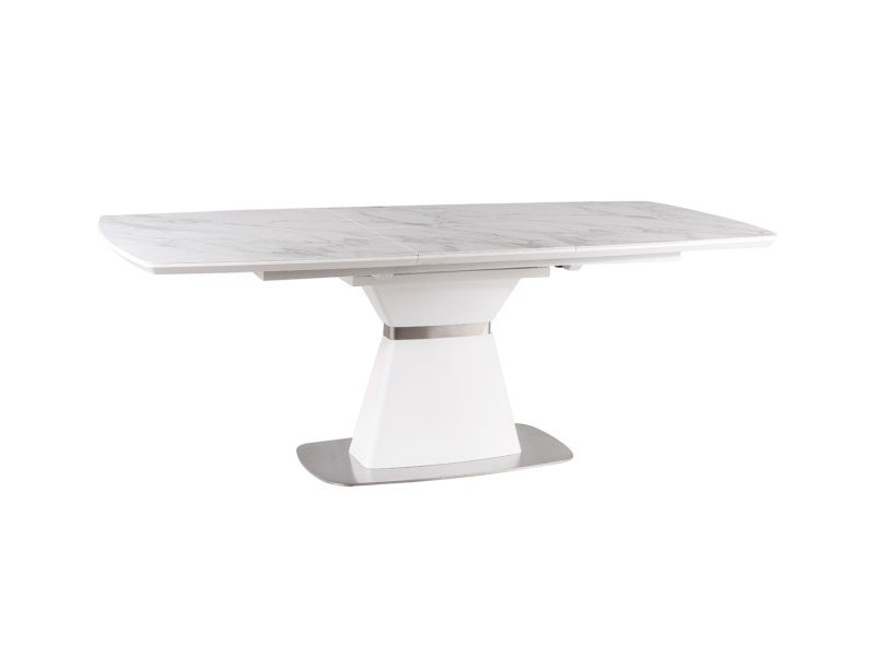 PETERSON II, rozkladací jedálenský stôl, biela matná, mramor