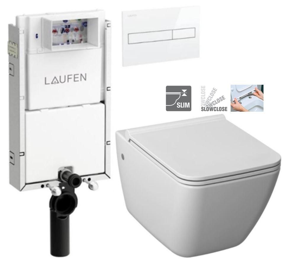 LAUFEN Podomít. systém LIS TW1 SET s bielym tlačidlom + WC JIKA PURE + SEDADLO SLOWCLOSE duraplast H8946630000001BI PU2