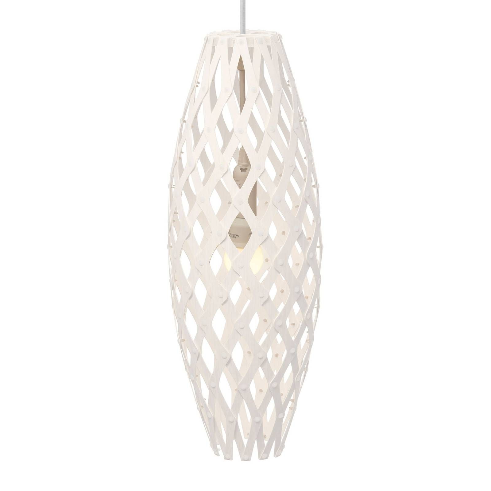 david trubridge Hinaki závesná lampa 50 cm biela, Obývacia izba / jedáleň, bambus, E14, 60W, K: 50cm
