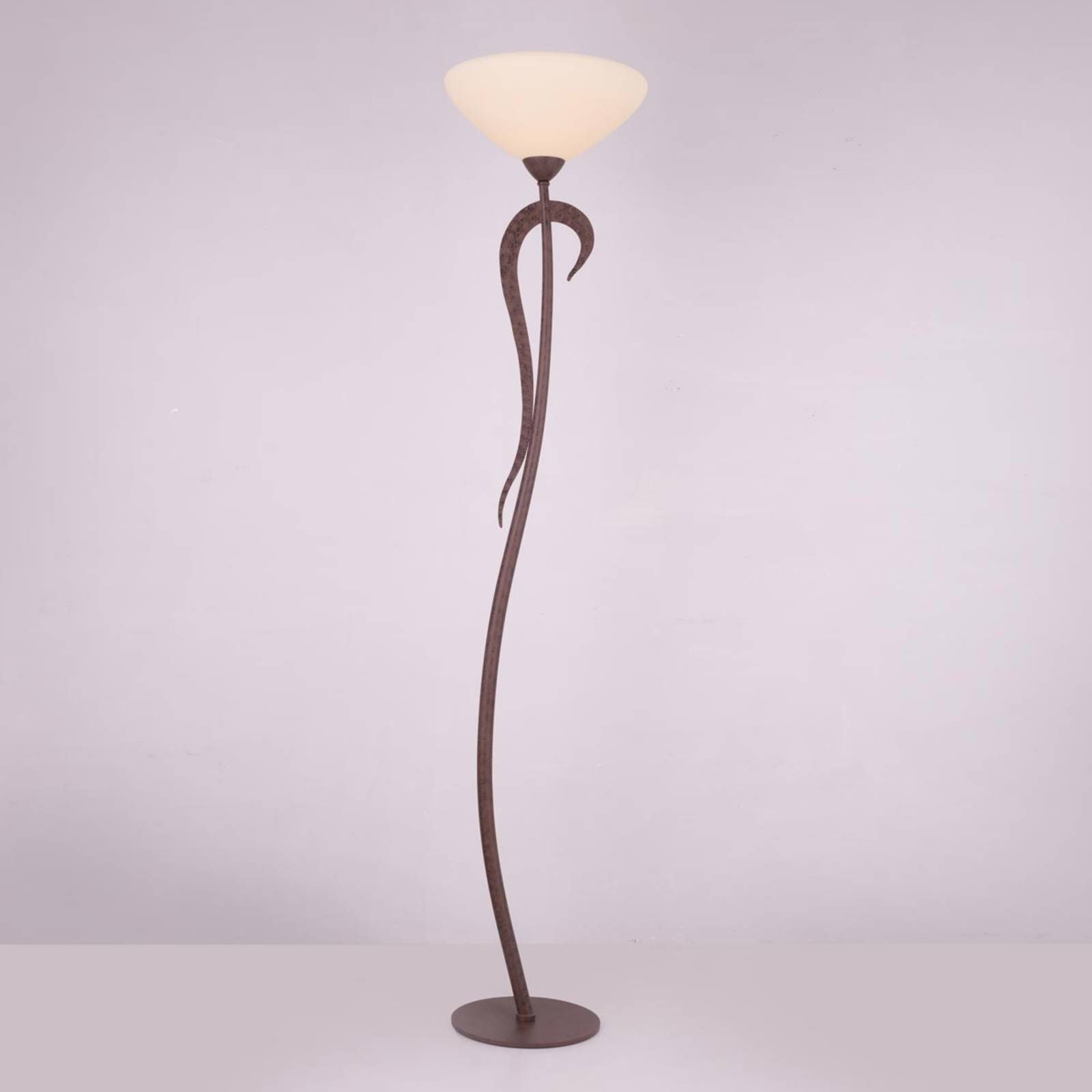 Lam Stojacia lampa Samuele, vidiecky štýl, krémové, Obývacia izba / jedáleň, kov, sklo, E27, 70W, K: 188cm