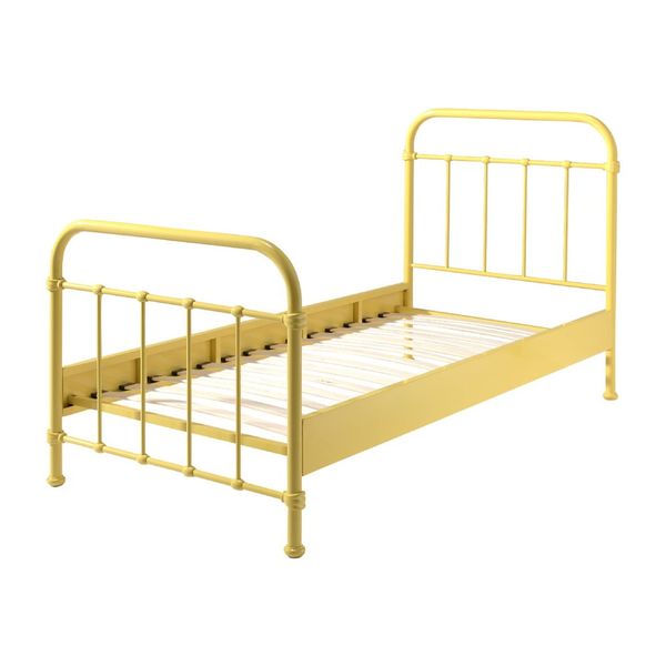 Žltá kovová detská posteľ Vipack New York, 90 × 200 cm