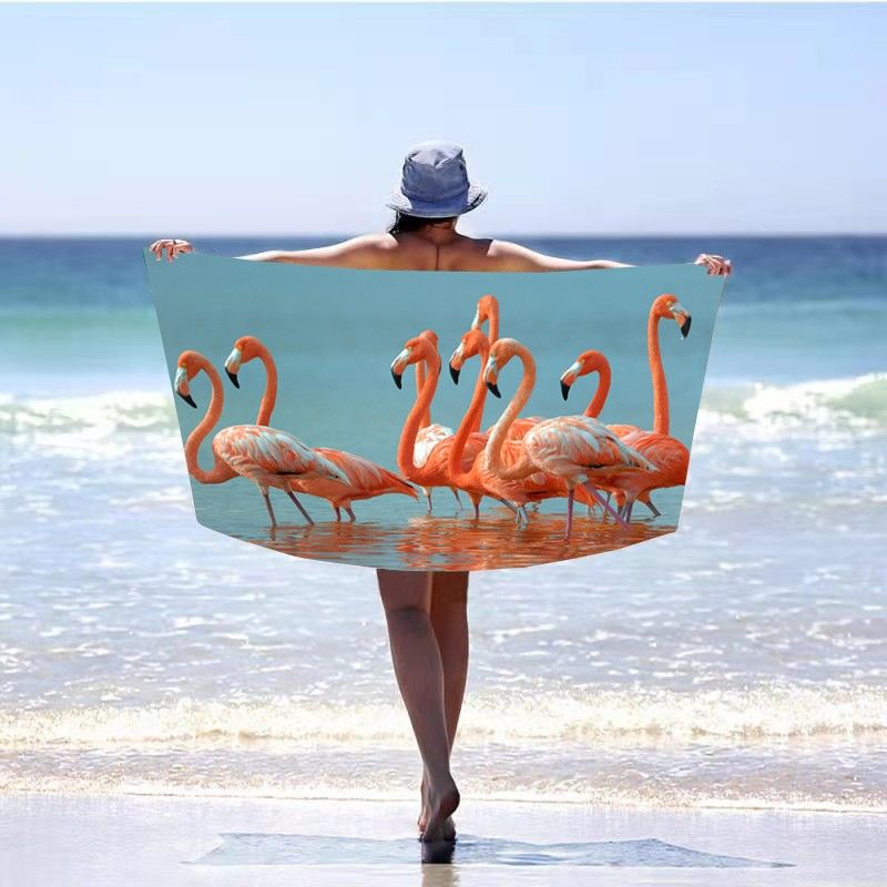 DomTextilu Letná plážová osuška s motívom plameniakov 100 x 180 cm 41159 Modrá