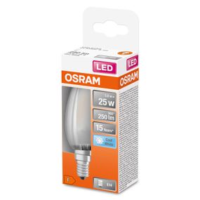 OSRAM LED sviečka E14 Classic B 2, 5W 4 000K matná, E14, 2.5W, Energialuokka: F, P: 10 cm