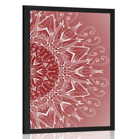 Plagát biela Mandala na červenom pozadí - 40x60 black