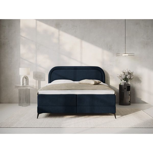 Tmavomodrá boxspring posteľ s úložným priestorom 160x200 cm Eclipse – Cosmopolitan Design