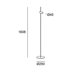 LEDS-C4 Nude Single stojaca lampa E27 zlatá/čierna, Obývacia izba / jedáleň, hliník, E27, 15W, K: 160.8cm