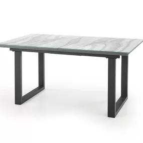 Halmar MARLEY rozkladací stôl doska - biely mramor /  šedá, nohy - čierne