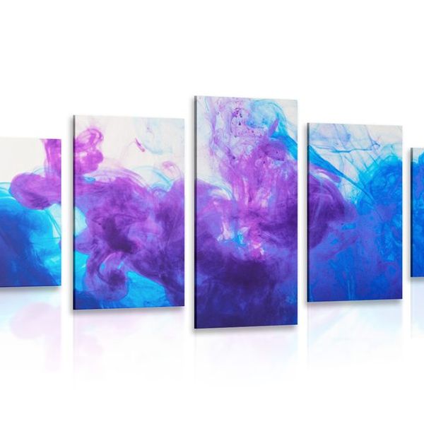 5-dielny obraz atrament v modro-fialových odtieňoch