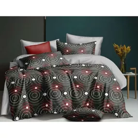 DomTextilu Obojstranné tmovošedé posteľné obliečky s kruhmi 3 časti: 1ks 160 cmx200 + 2ks 70 cmx80 140x200 cm 28734-156233
