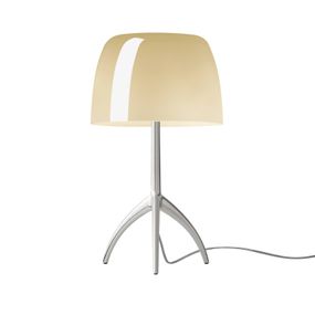 Foscarini Lumiere piccola hliník/krémová stmieva, Obývacia izba / jedáleň, ručne fúkané sklo, hliník, E14, 6.5W, K: 35cm