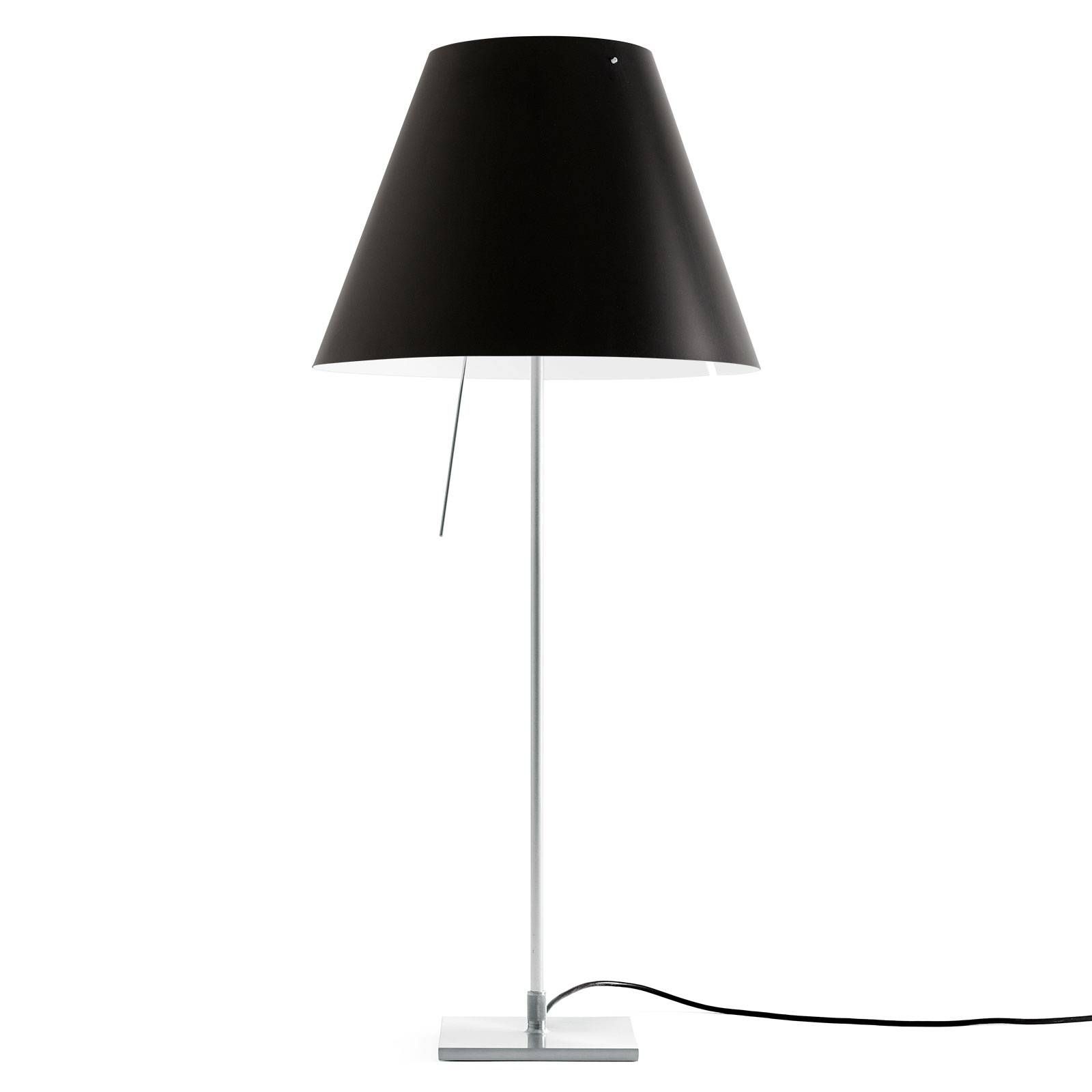 Luceplan Costanza stolná lampa D13if hliník/čierna, Obývacia izba / jedáleň, hliník, polykarbonát, E27, 140W, K: 80cm