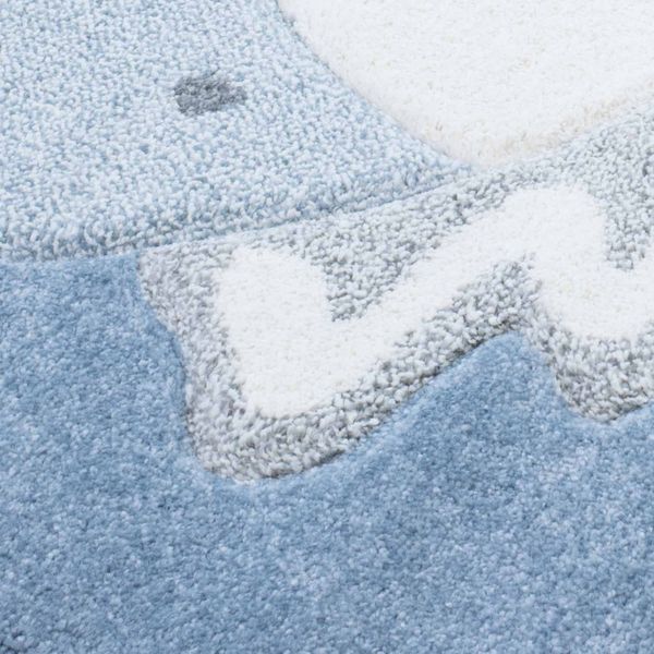 DomTextilu Krásny modrý okrúhly koberec biela labuť 41705-196968