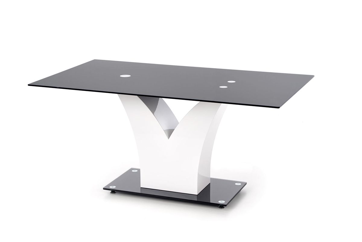 Sklenený jedálenský stôl Vesper - čierna / biely lesk