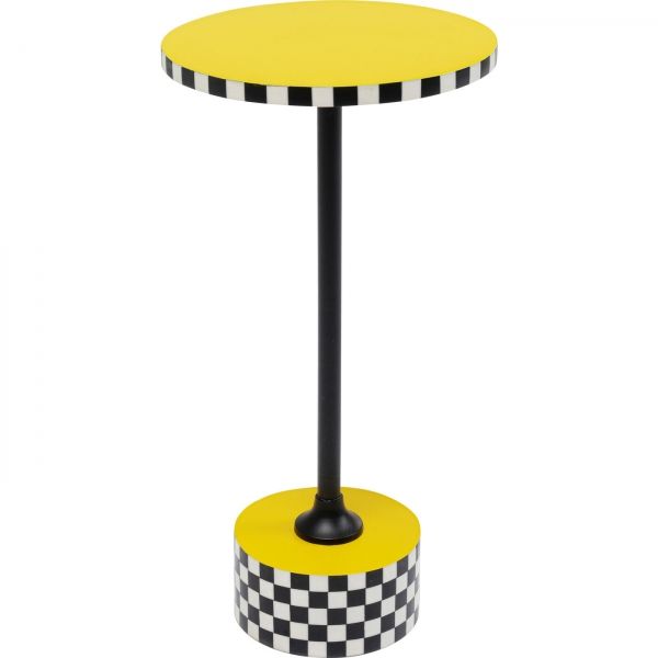 KARE Design Odkládací stolek Domero Checkers - žlutý, Ø25cm